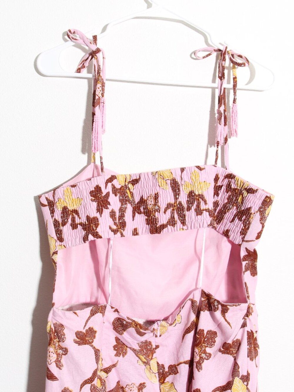 House of Harlow 1960 Linen Blend Pink Tropical Print Midi Dress Floral Sz Large - Picture 7 of 13